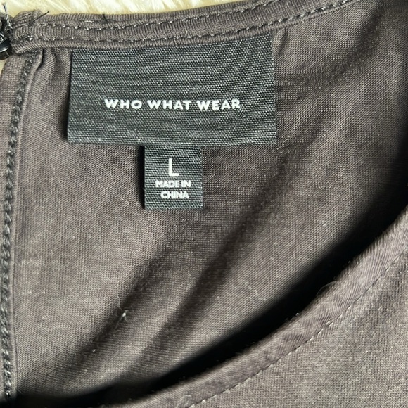 Junior’s Who What Wear Size Large Round Neck Puffed Sleeve Black Blouse Top - Picture 5 of 6